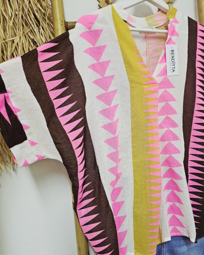 Camisa Étnica / Flúor Rosa