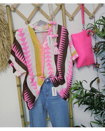 Camisa Étnica / Flúor Rosa