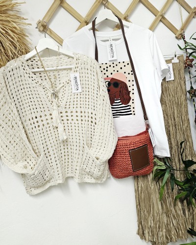 Jersey Calado / Bolsillos Beige