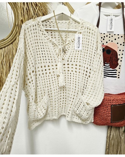 Jersey Calado / Bolsillos Beige