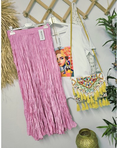 Falda Satén / Arrugada Rosa