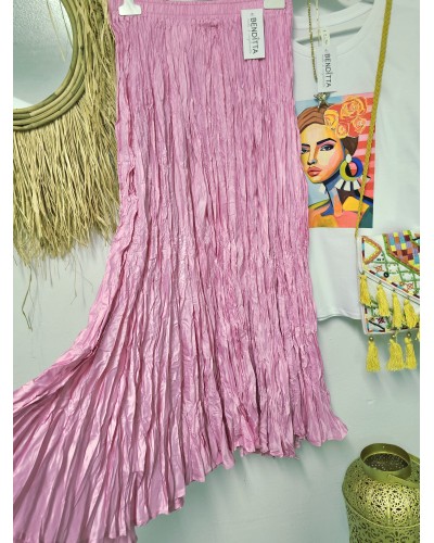 Falda Satén / Arrugada Rosa