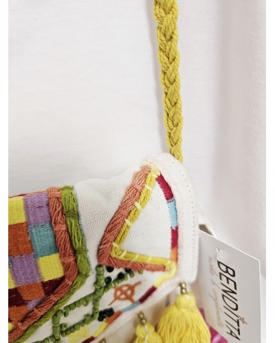 Bolso Bordados / Borlas Amarillo