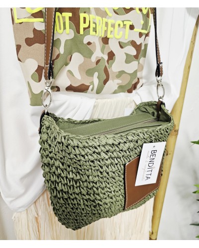 Bolso Rafia / Parche Verde