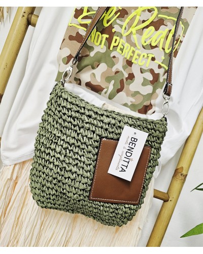 Bolso Rafia / Parche Verde