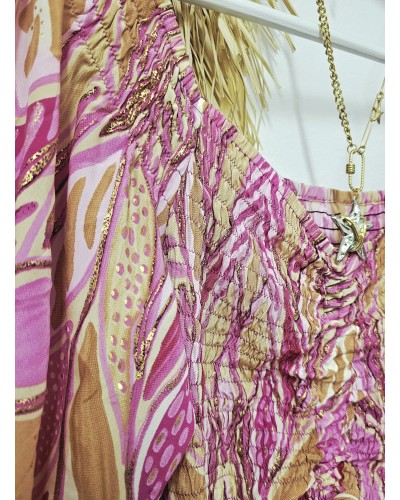 Vestido Seda / Nido de Abeja Rosa