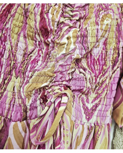Vestido Seda / Nido de Abeja Rosa