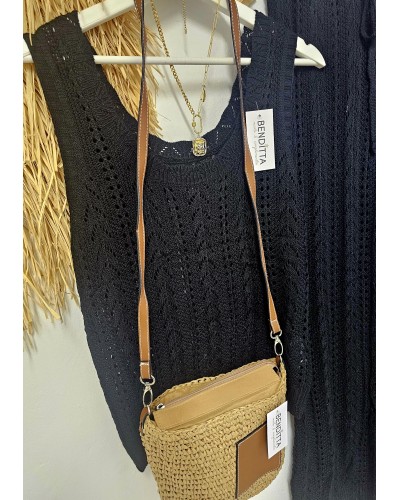 Bolso Rafia / Parche Camel