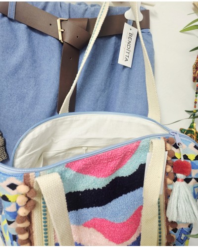 Bolso Étnico Bordados Azul