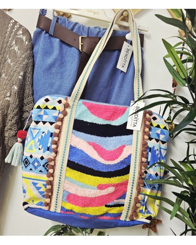 Bolso Étnico Bordados Azul
