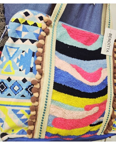 Bolso Étnico Bordados Azul