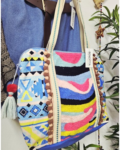 Bolso Étnico Bordados Azul