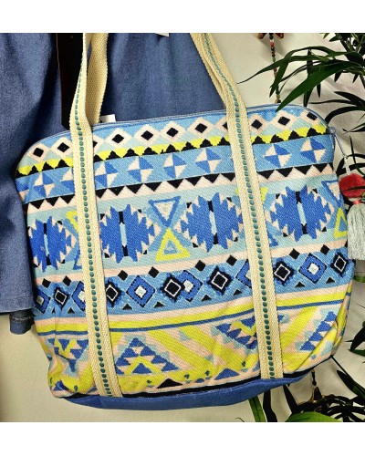Bolso Étnico Bordados Azul