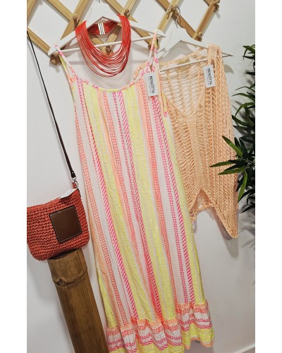 Vestido Étnico Flúor / Blanco