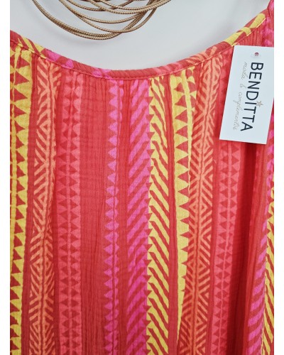 Vestido Étnico Flúor / Coral