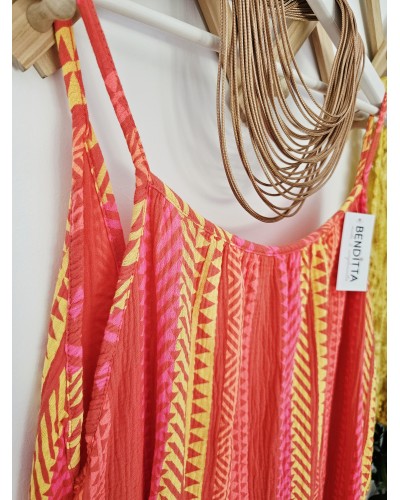 Vestido Étnico Flúor / Coral