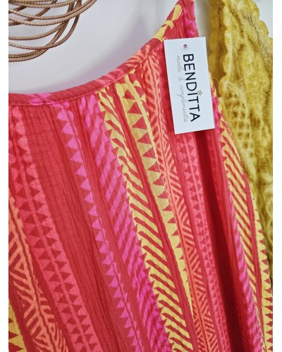 Vestido Étnico Flúor / Coral