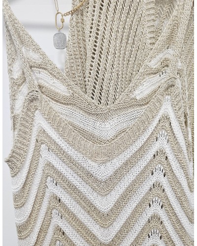 Vestido Punto Dorado / Blanco