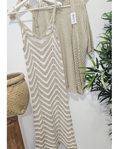 Vestido Punto Dorado / Blanco