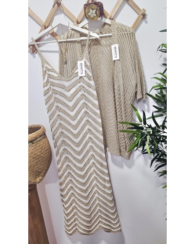 Vestido Punto Dorado / Blanco