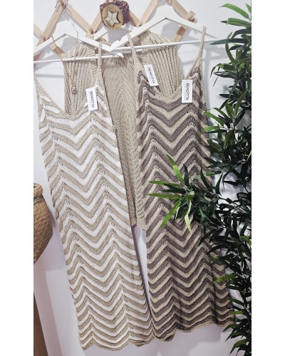 Vestido Punto Dorado / Marrón