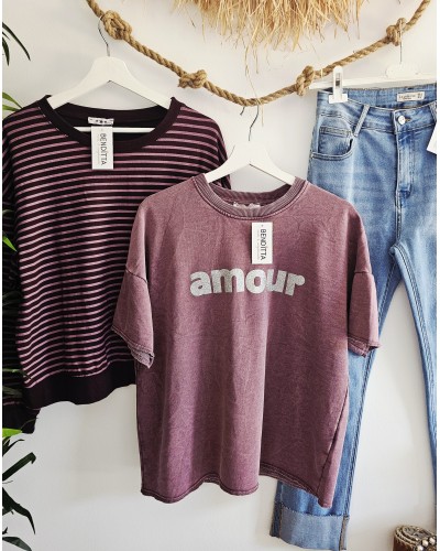 Sudadera Amour Plata / Burdeos