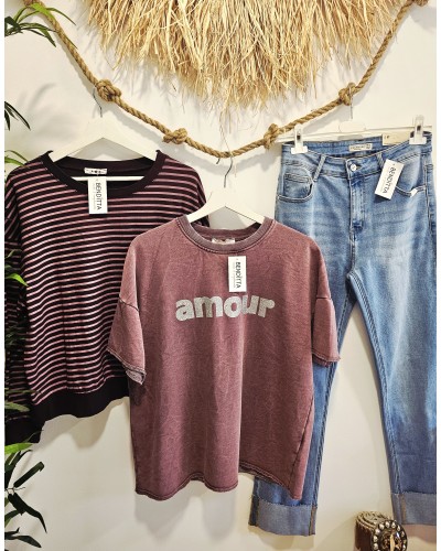 Sudadera Amour Plata / Burdeos