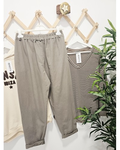 Pantalón Baggy / Algodón Topo