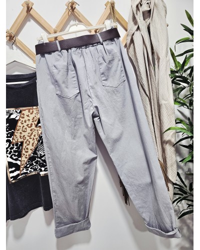 Pantalón Tobillero / Cinturón Gris