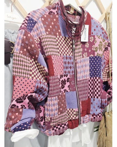 Bomber Patchwork Burdeos