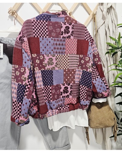 Bomber Patchwork Burdeos