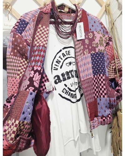 Bomber Patchwork Burdeos