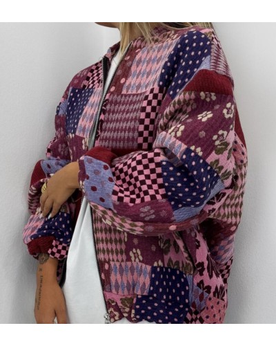 Bomber Patchwork Burdeos