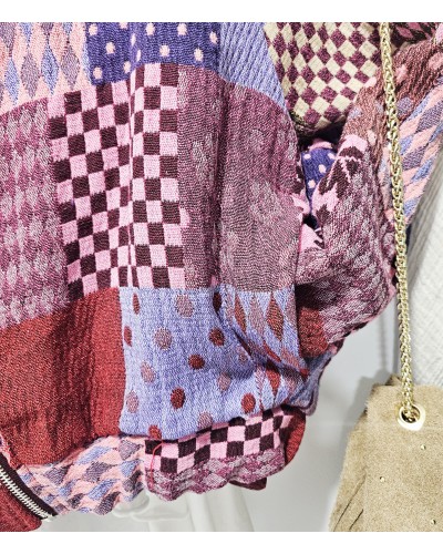 Bomber Patchwork Burdeos