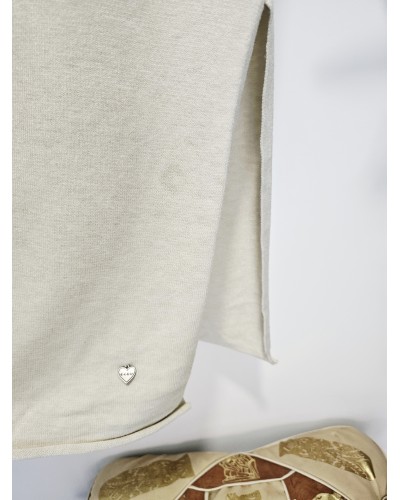 Vestido Punto / Hombreras Beige