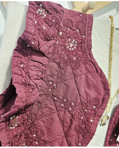 Chaleco Volantes / Paillettes Burdeos