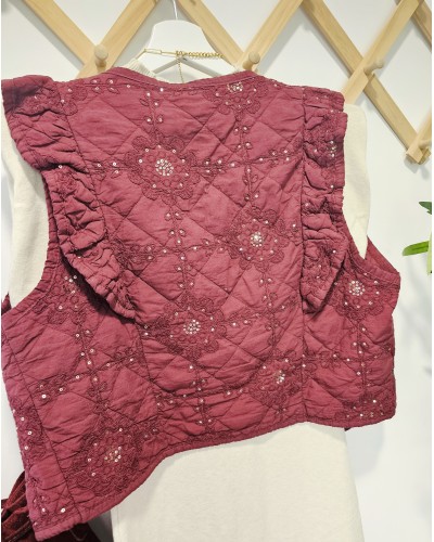 Chaleco Volantes / Paillettes Burdeos
