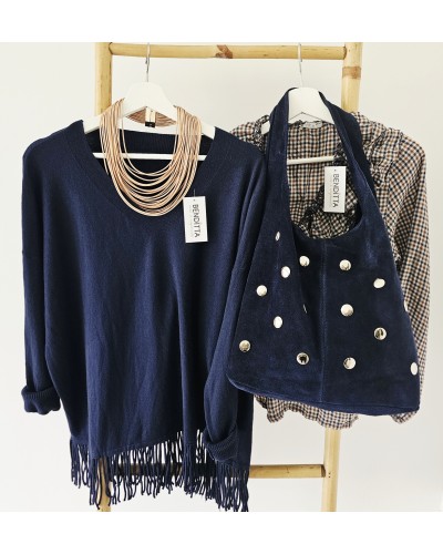 Blusa Vichy Azul / Camel