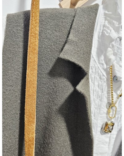 Chaleco Punto / Flecos Verde Caqui