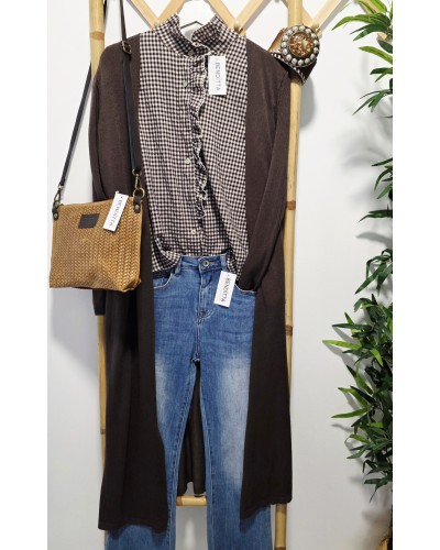 Chaqueta Larga / Punto Fino Marrón
