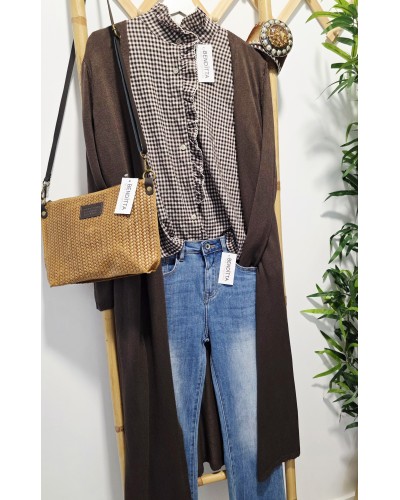 Chaqueta Larga / Punto Fino Marrón