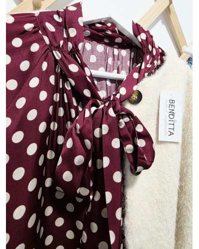 Blusa Seda / Topos Burdeos