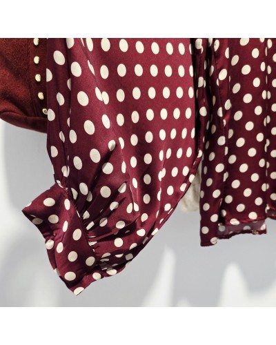 Blusa Seda / Topos Burdeos