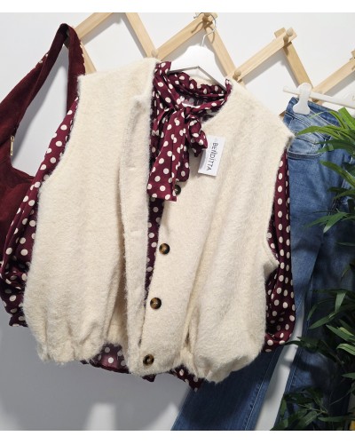Blusa Seda / Topos Burdeos
