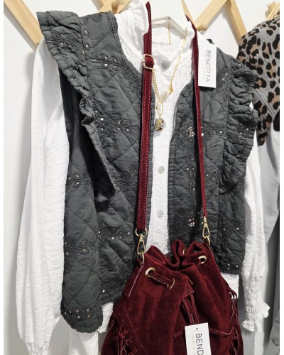 Chaleco Volantes / Paillettes Gris