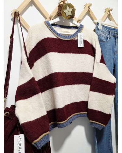 Jersey Lana / Franjas Borgoña