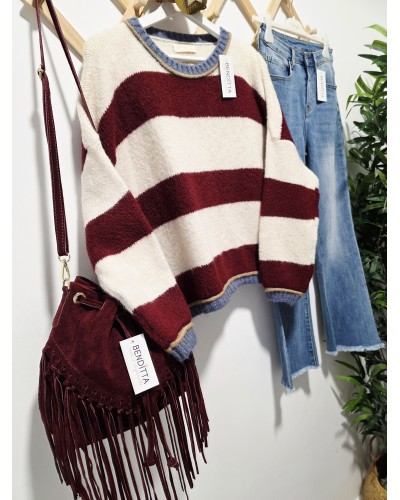 Jersey Lana / Franjas Borgoña