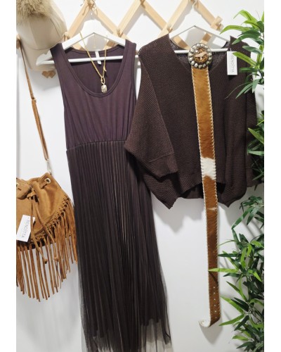Vestido Tul + Jersey Marrón