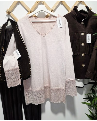 Camiseta Lencera Rosa Palo