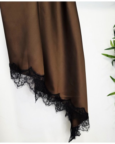 Vestido Asimétrico / Encaje Marrón
